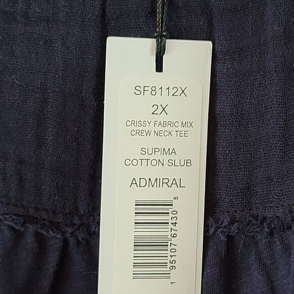 New MICHAEL STARS Women's (2X) Admiral Navy Blue Flutter Sleeve Raw Hem Tee Top - Picture 8 of 8